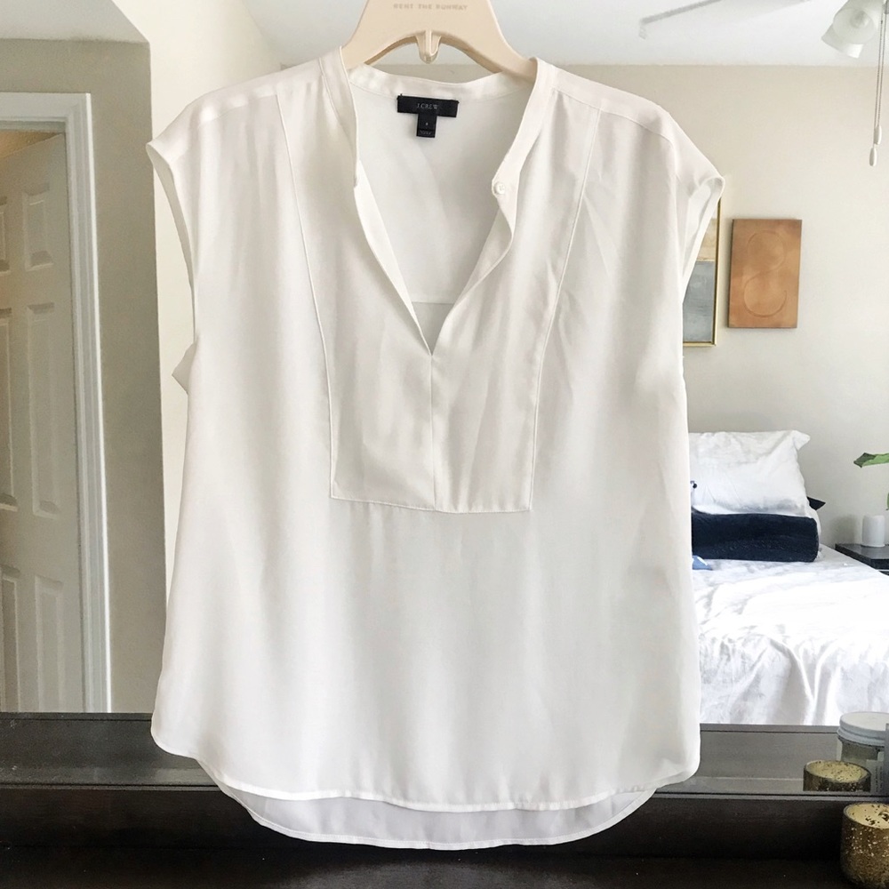 JCrew Drapey Cap Sleeve Top, White